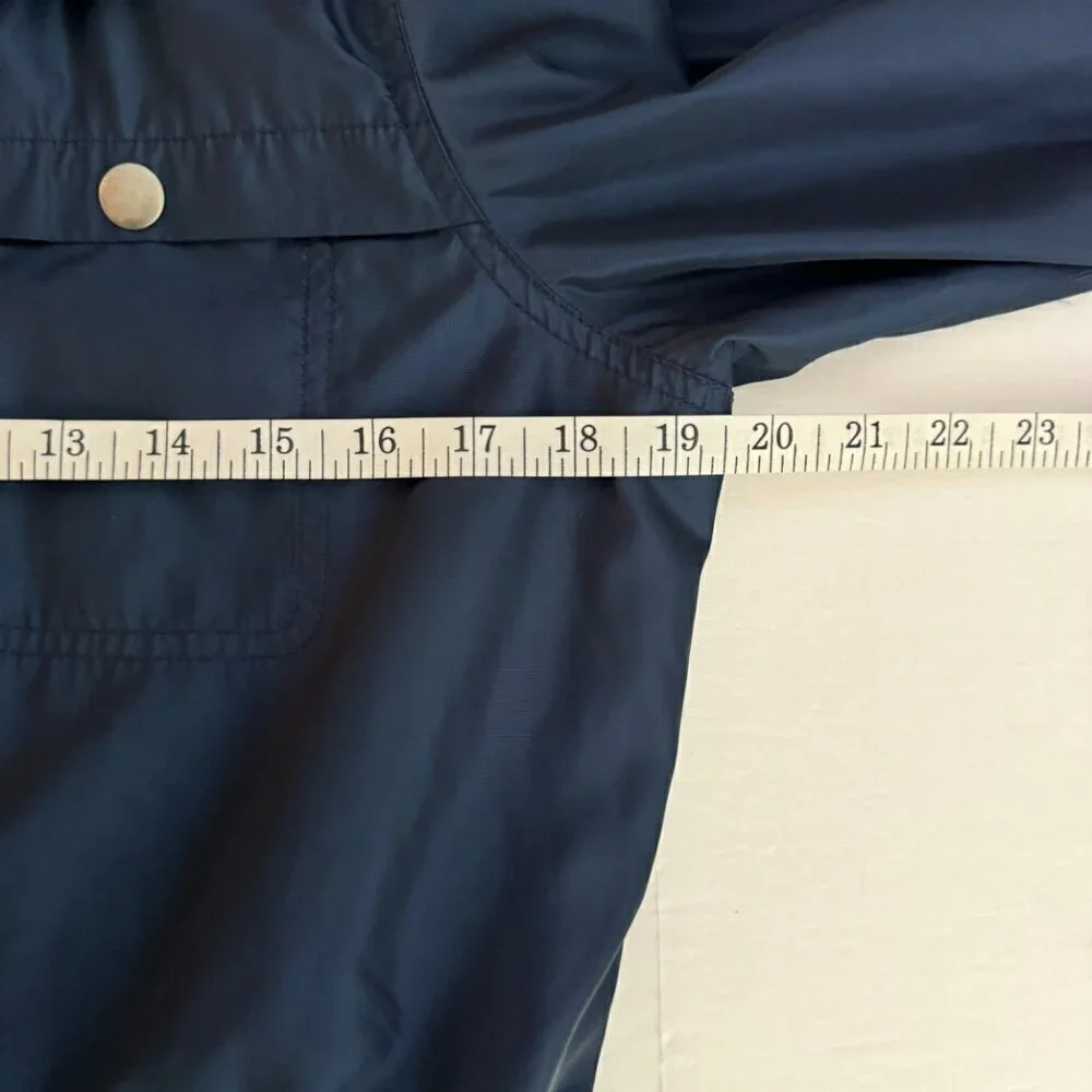 Coldwater Creek Windbreaker Navy Blue Shimmer Zip Snap Pockets Women's XS
